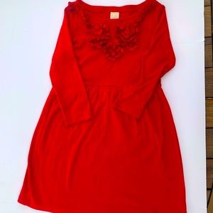 Girls Crewcuts cotton red ruffle front dress